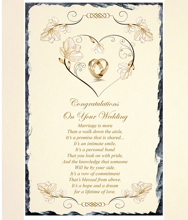 Wedding - Flower Heart & Rings Slate