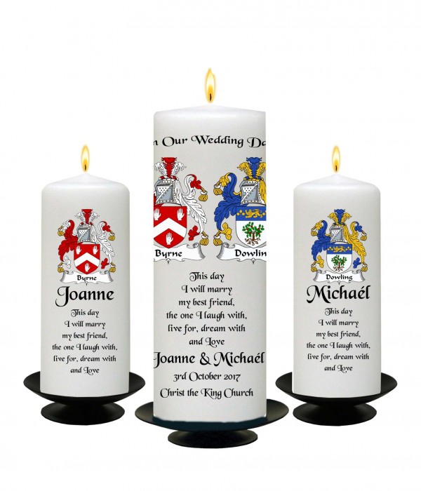 Crests Black Wedding Set 9inch & 6inch Pillars