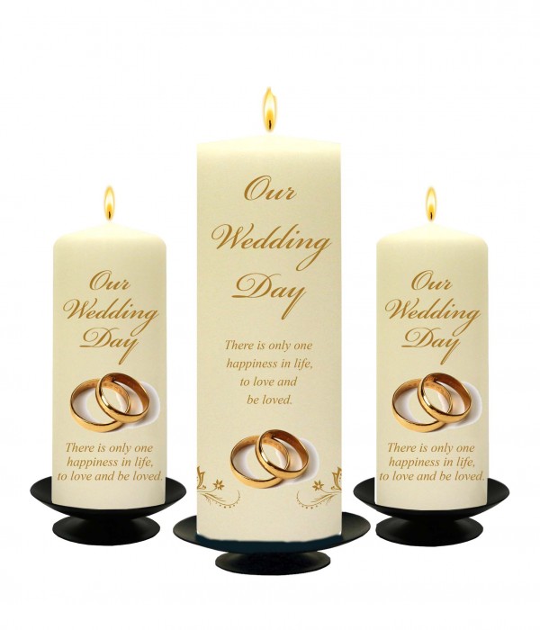 Butterfly Rings Gold Set (1 x 9 inch & 2 x 6 inch Candles)