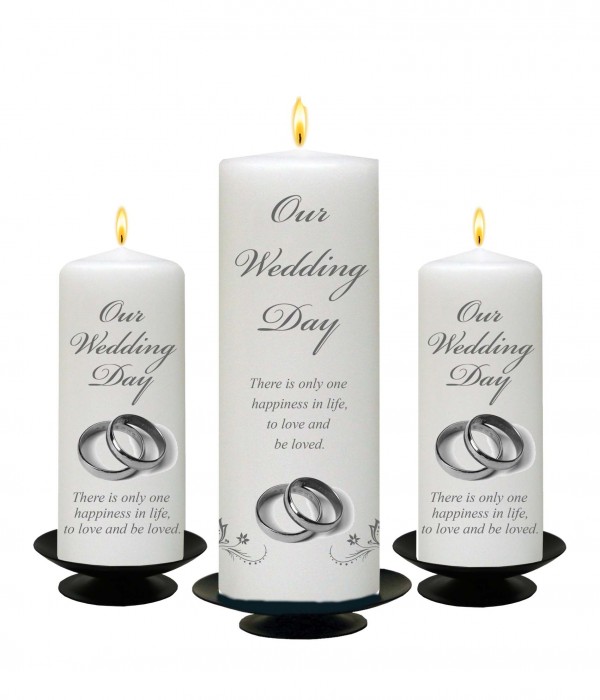Butterfly Rings Silver Set (1 x 9 inch & 2 x 6 inch Candles)