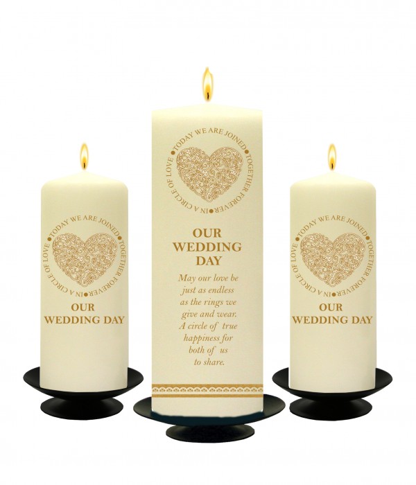 Circle of Love Gold Set (1 x 9 inch & 2 x 6 inch Candles)