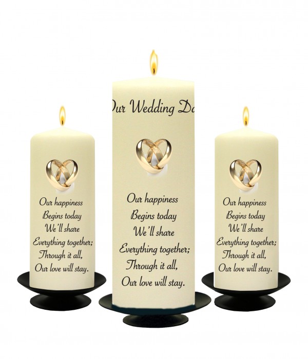 Entwined Hearts Gold Set (1 x 9 inch & 2 x 6 inch Candles)