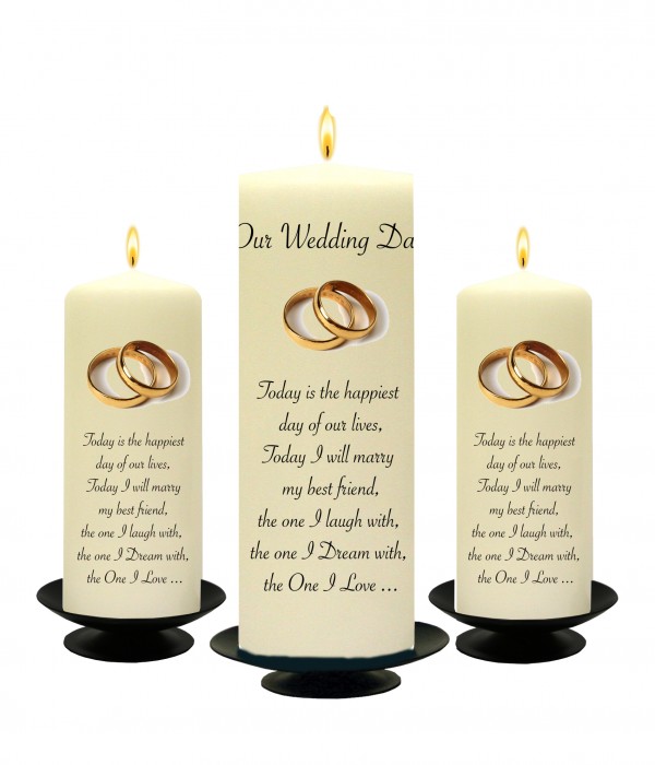 Elegant Gold Rings Set (1 x 9 inch & 2 x 6 inch Candles)
