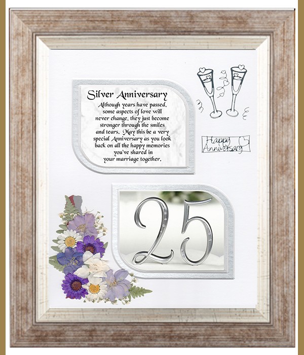 25th Anniversary, Flowers & Verse & Photo Forever Frame