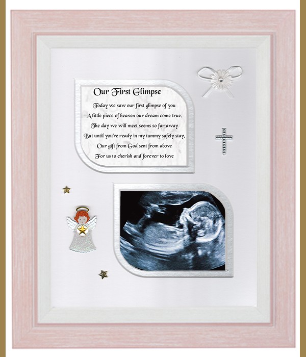 Fisrt Glimpse Baby Scan Pink, Flowers & Verse & Photo Forever Frame