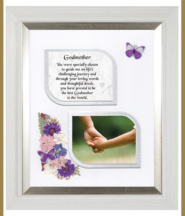 Thank You Godmother, Cross & Flowers Verse & Photo Forever Frame