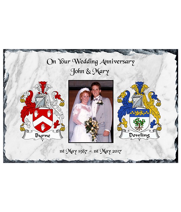 Anniversary Family Crest & Photo Slate white Background