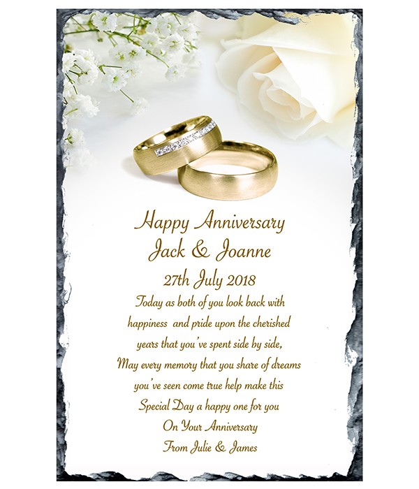 Anniversary Glasses & Roses Slate