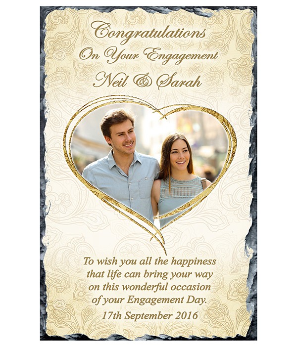 Engagement Ornate Heart & Photo Slate