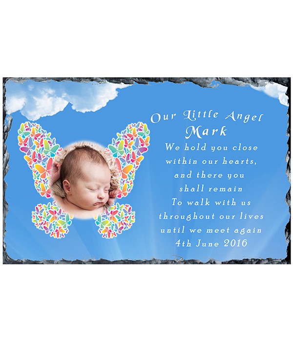 Remembrance Heaven's Butterfly & Photo (Landscape)Slate