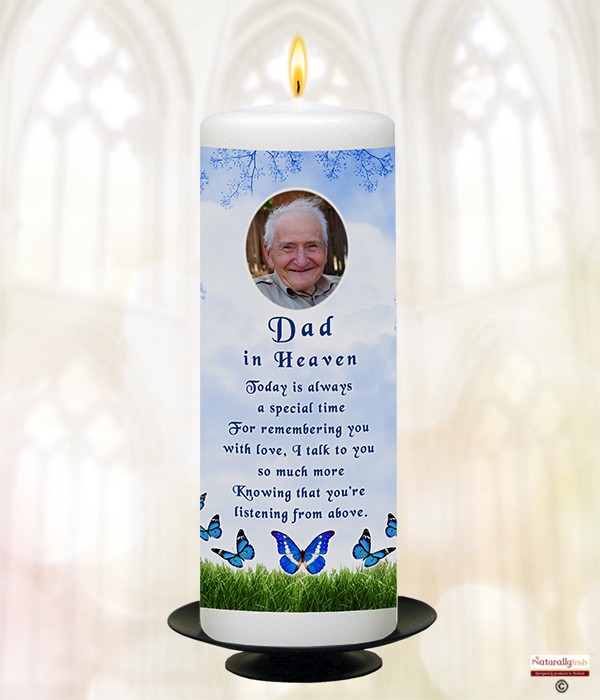 Blue Butterfly & Photo Remembrance Candle