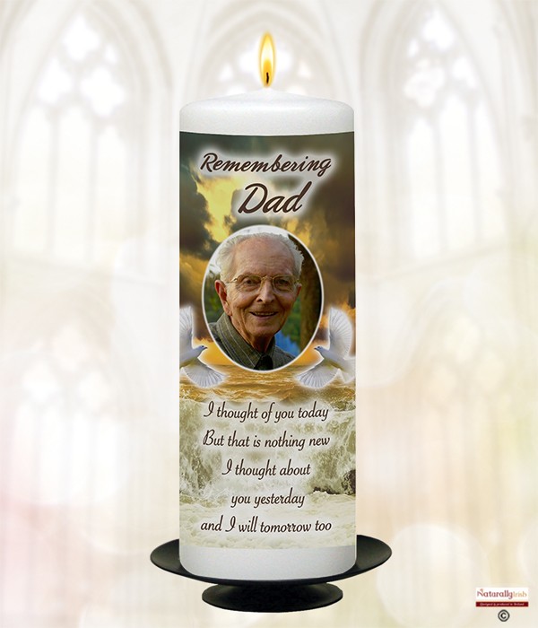Gold Cross and Photo Memorial Candle
