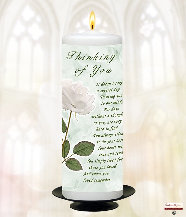 White Rose Think of You Remembrance Candle
