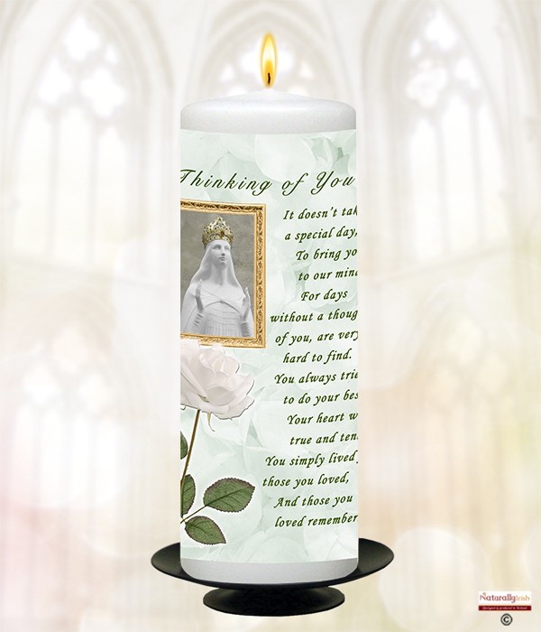 White Rose & Lady of Knock Remembrance Candle
