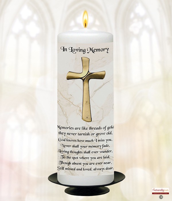 Gold Cross Remembrance Candle