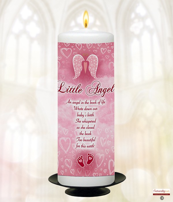 Angel Wings Pink Remembrance Candle