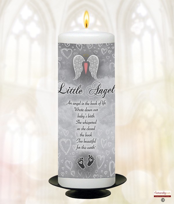 Angel Wings Silver Remembrance Candle