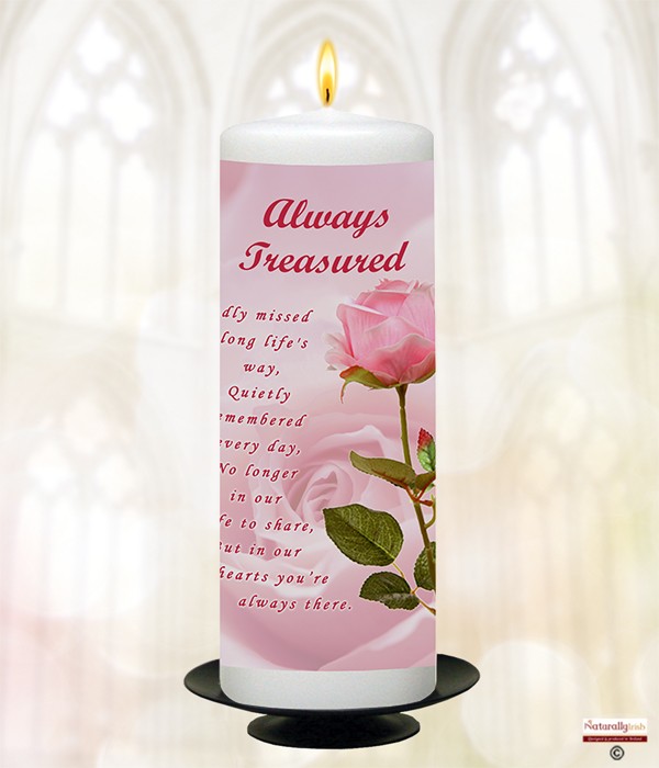 Single Pink Rose Remembrance Candle