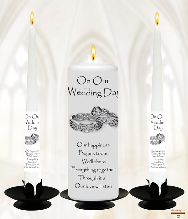 Celtic Rings Silver Wedding Candles