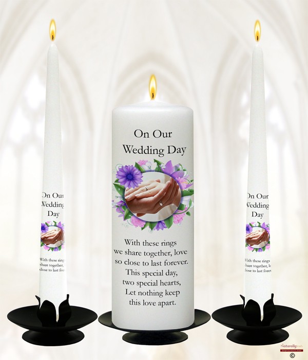 Flower Border & Hands Wedding Candles