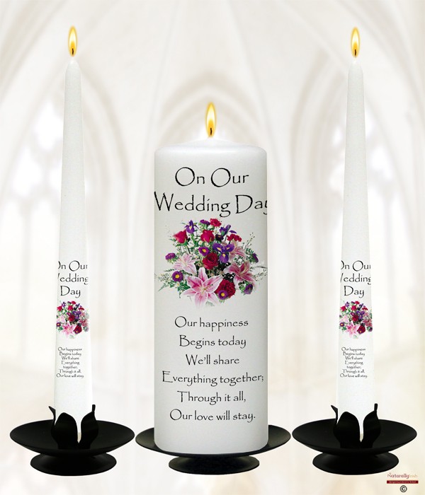 Bunch of Flowers Wedding Candles