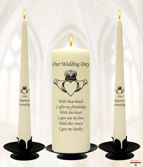 Claddagh Heart Black Wedding Candles