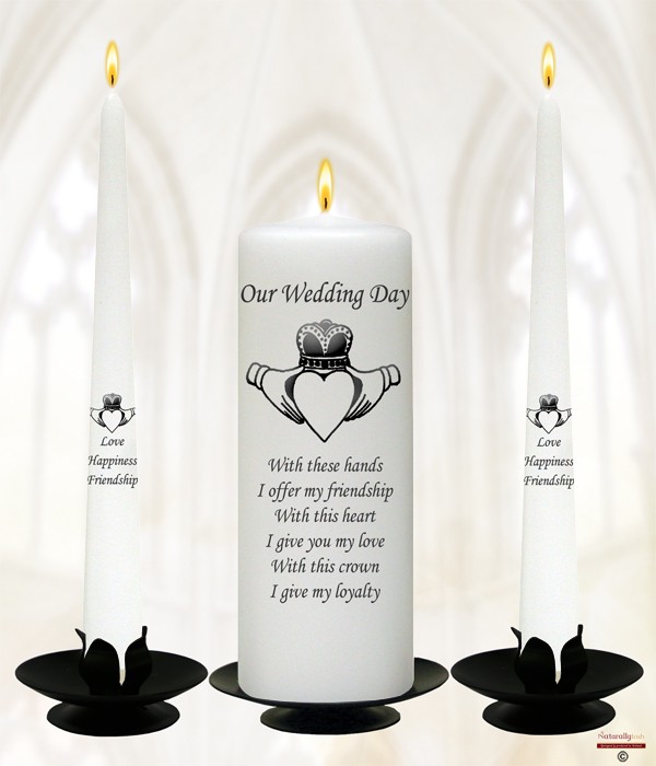 Claddagh Heart Black Wedding Candles