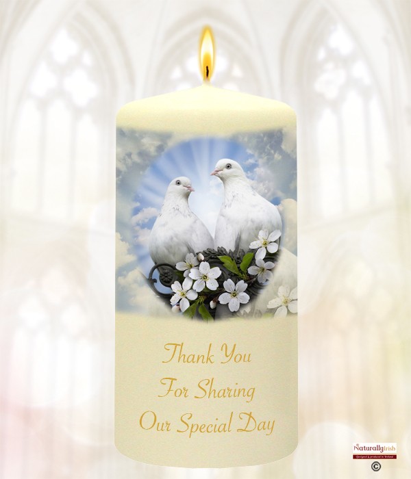 Love Doves Gold Script Favour (Ivory)