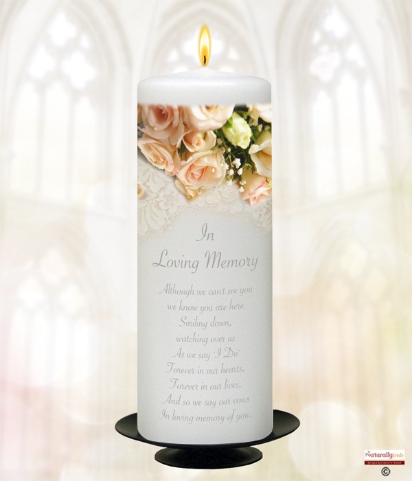 Peach Rose Silver Wedding Remembrance Candle