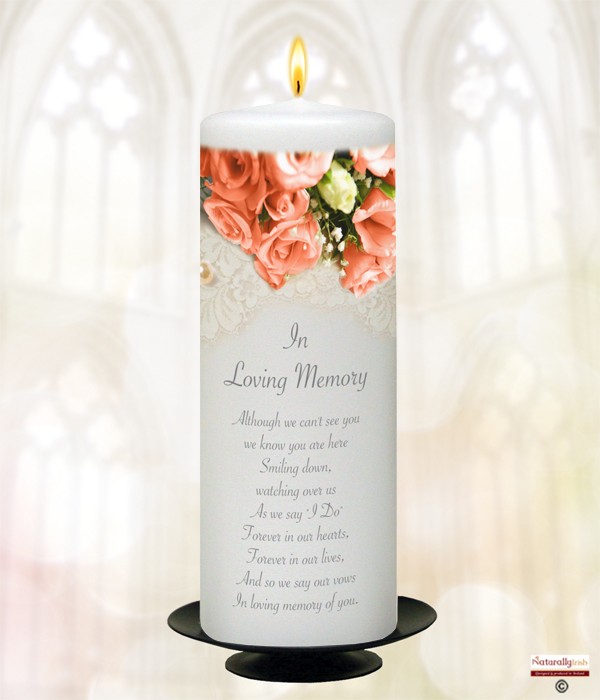 Coral Rose Silver Wedding Remembrance Candle