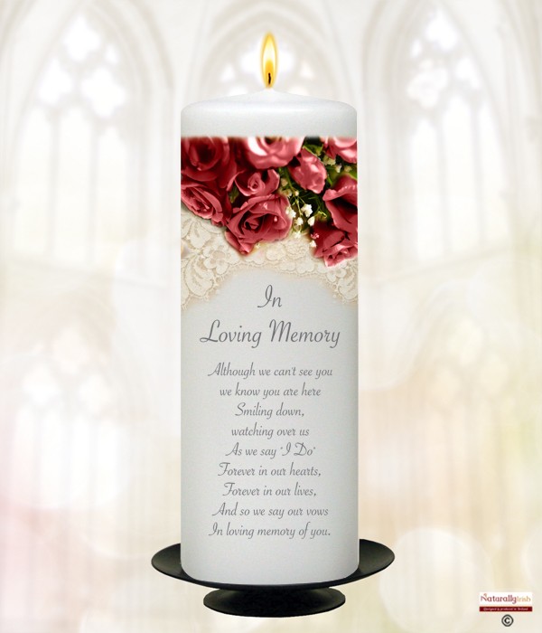 Maroon Rose Silver Wedding Remembrance Candle