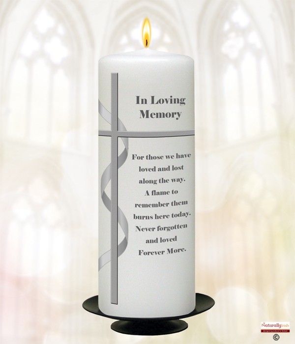 Ribbon and Cross Silver Wedding Remembrance Candle