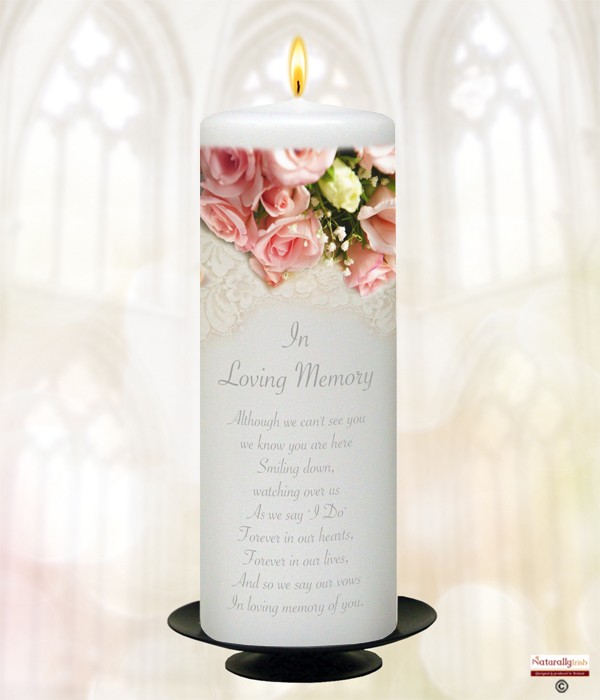 Pink Rose Silver Wedding Remembrance Candle