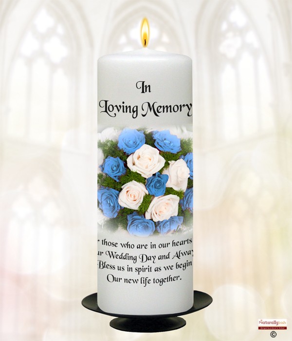 Blue Bouquet Silver Wedding Remembrance Candle