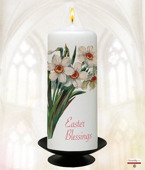 Easter Daffodils Easter Candle (White) 6 inch