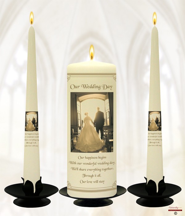 Church Door Gold Wedding Candles