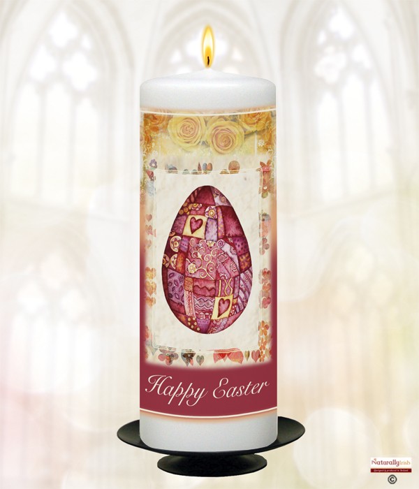 Easter Roses Cream Easter Candle (White) 9 inch
