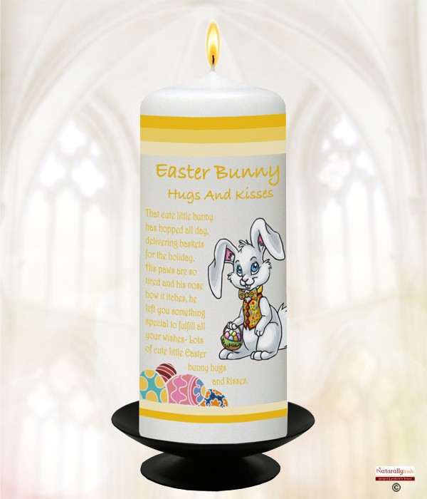 Easter Bunny Yellow Easter Candle (White) 6 inch