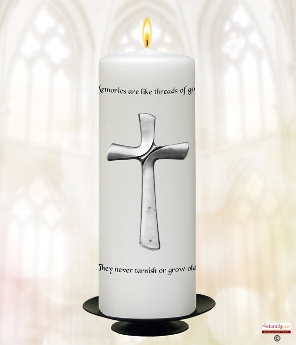 Large Cross Silver Wedding Remembrance Candle
