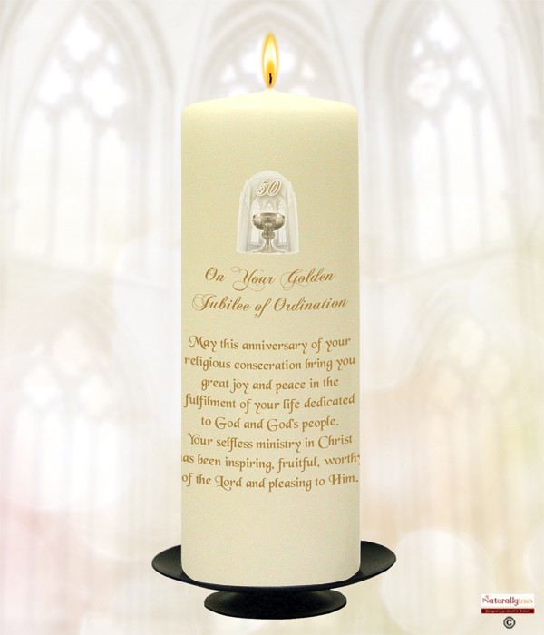 Golden Jubilee Holy Mary Candle (Ivory) » Naturally Irish