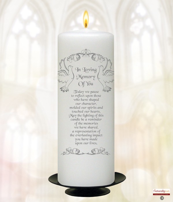 Silver Doves Wedding Remembrance Candle