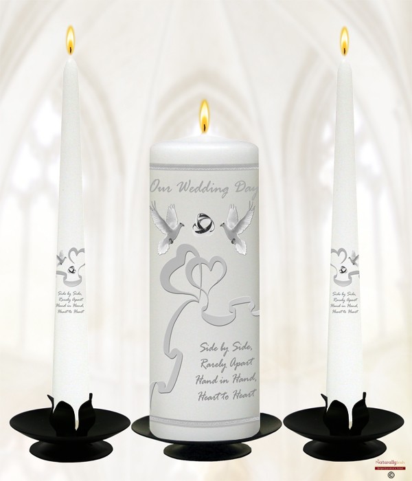 Two Hearts & Dove Wedding Candles