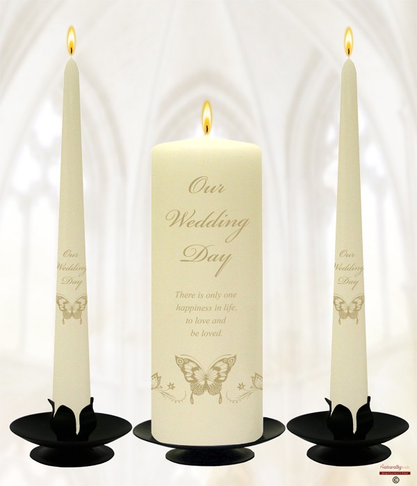 Magestic Gold Butterfly Wedding Candle Set