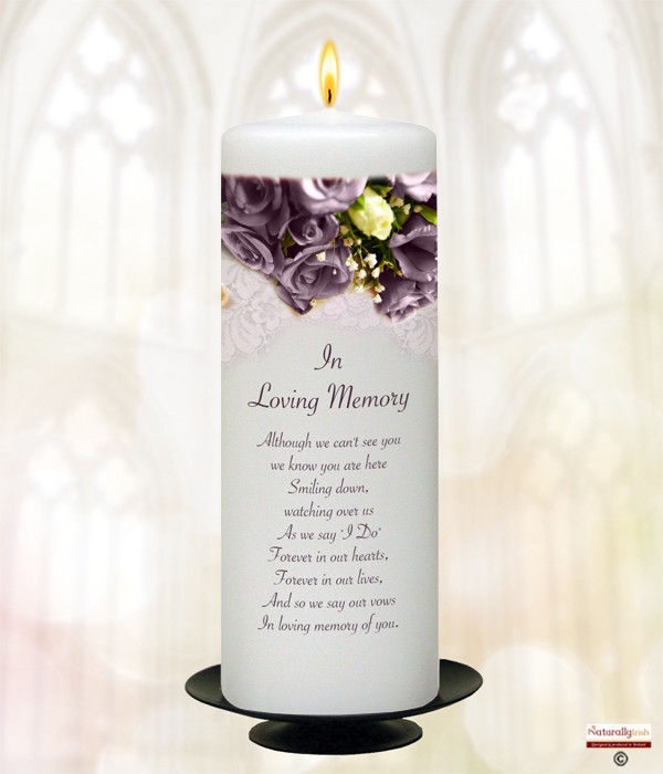 Aubergine Rose Silver Wedding Remembrance Candle