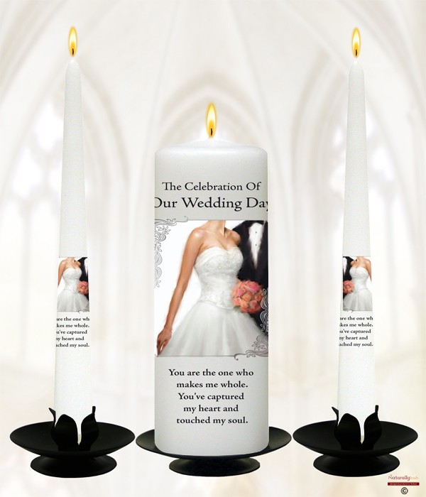 Chic Bride & Groom Black Script Wedding Candle Set