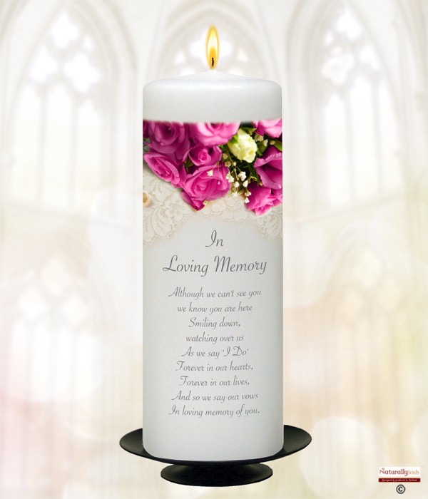 Cerise Rose Silver Wedding Remembrance Candle