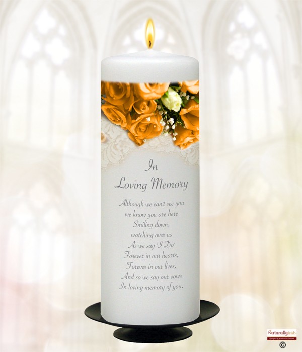 Orange Rose Silver Wedding Remembrance Candle