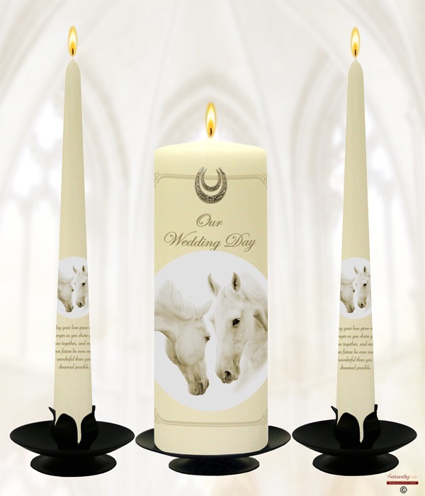 Wild Horses Gold Script Wedding Candle Set
