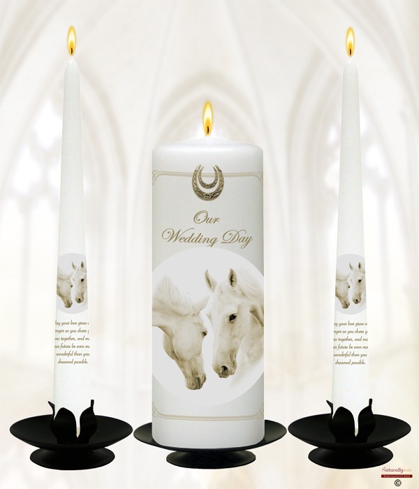 Wild Horses Gold Script Wedding Candle Set