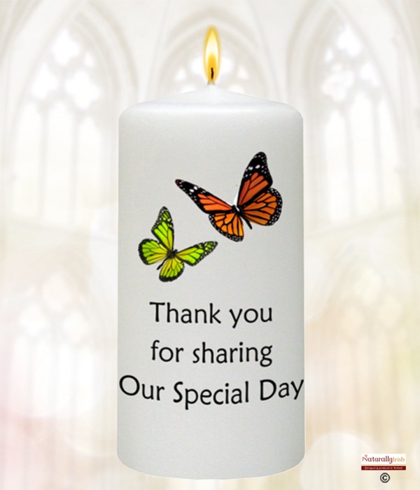 Butterflies Orange & Green Silver Wedding Favour (White)